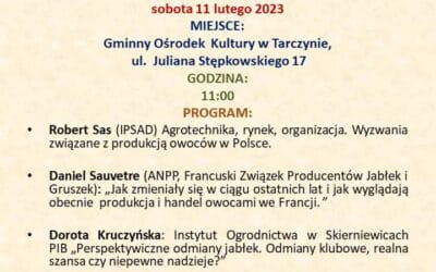 Zaproszenie na konferencję sadowniczą w dniu 11 lutego 2023 w Tarczynie